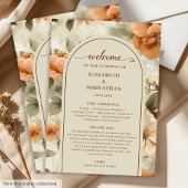 Programme Romantic Boho Rust Ivory Olive Sage Floral Wedding