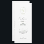 Programme Romantic Chic Initiales Monogrammées Mariage<br><div class="desc">Elégant et élégant. Ce programme de mariage charmant et unique comprend des initiales de couple monogrammées avec une police et un cadre vert floral doux, un message de bienvenue à l'avant et le programme complet à l'arrière. Un ensemble de polices contemporaines dans un vert foncé chic de forêt donne un...</div>