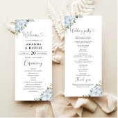 Programme Romantic Light Blue Floral Wedding Program