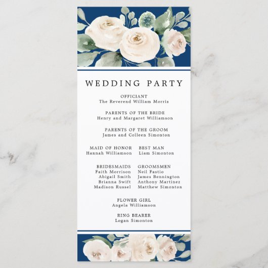 Programme Rose blanche sur Mariage bleu marine (Dos)