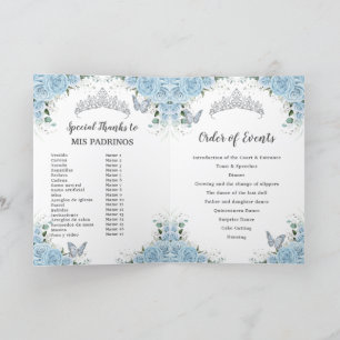 Programme Rose bleu clair Floral Quinceañera Ordre des événe