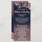 Programme Rose bleu marine Parties scintillant d'or Programm (Devant / Derrière)