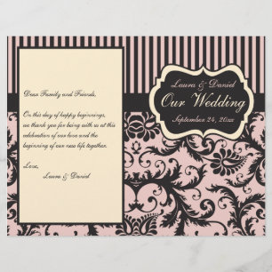 Programme rose, crème, Mariage damassé gris
