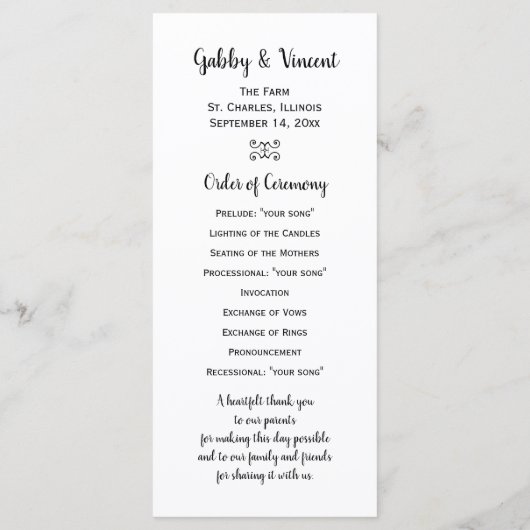 Programme Rose de pays rose et Bottes de garçon Mariage de l (Dos)