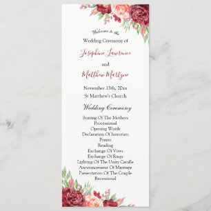 Programme Rose de Pêche de Bourgogne Aquarelle Mariage Flora
