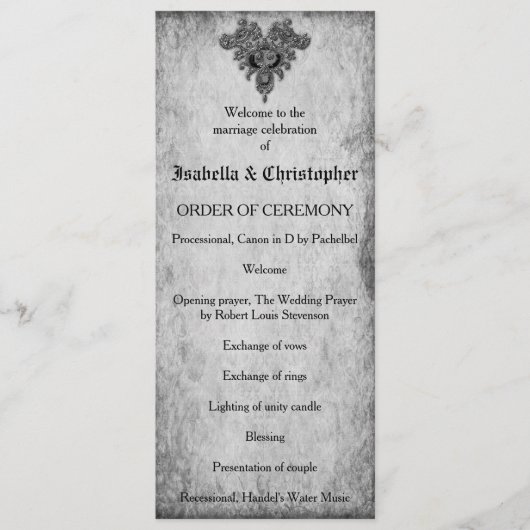 Programme Rose de sang Mariage gothique (Devant)