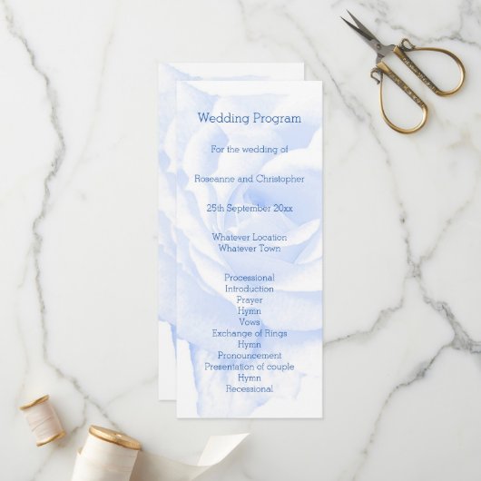 Programme Rose Design Mariage couleur bleu (Devant/Arrière en situation)