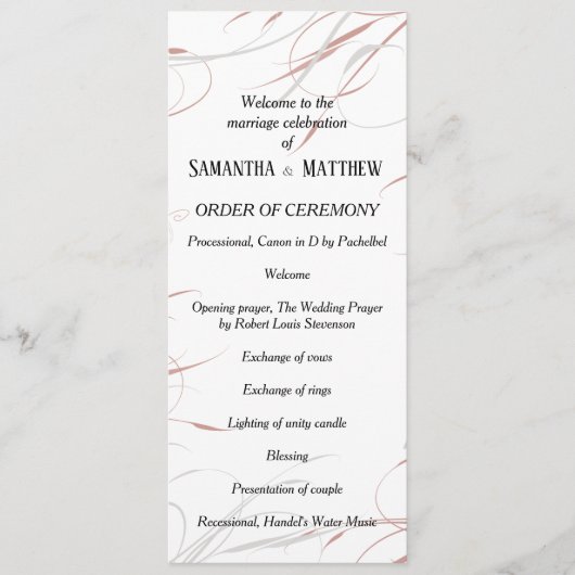 Programme Rose doux et Gris Mariage (Devant)