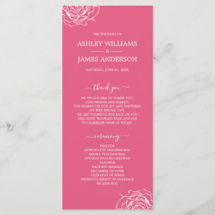Programme Rose floral chic rose simple minimaliste Mariage