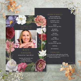 Programme Rose Floral Funérailles Photo Ordre de service