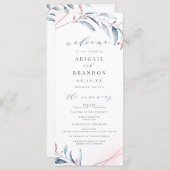 Programme Rose Gold Dusty Blue Greenery Mariage géométrique (Devant / Derrière)