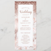 Programme Rose Gold Faux Paillettes Mariage Script Marbre (Devant)