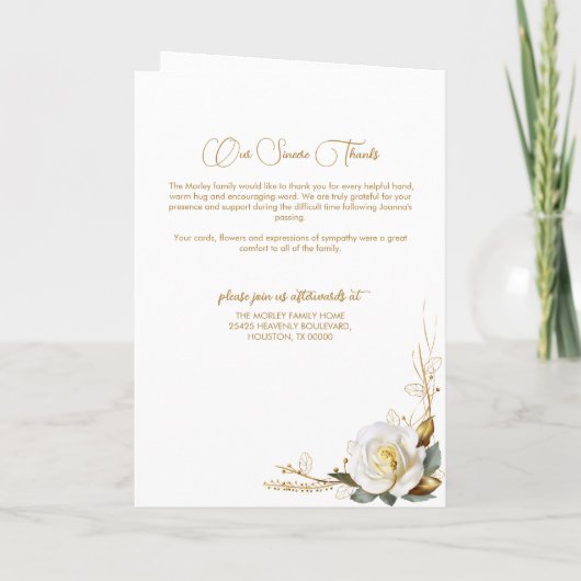 Programme Rose & Gold Floral Funeral Program (Dos)