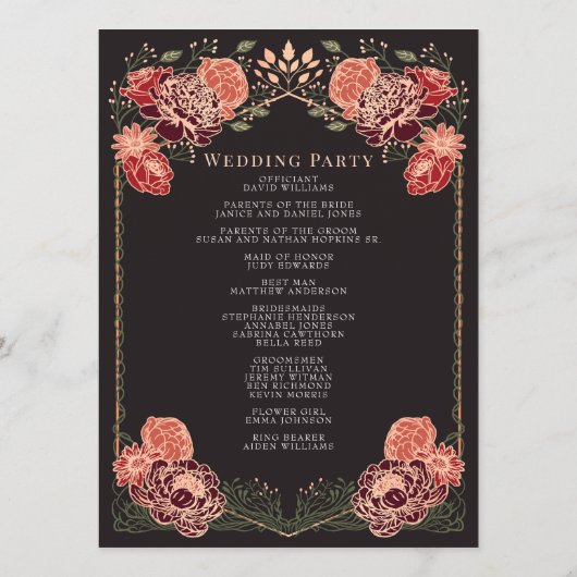 Programme Rose Gold Imaginaire Enchanted Garden Wedding Prog (Dos)