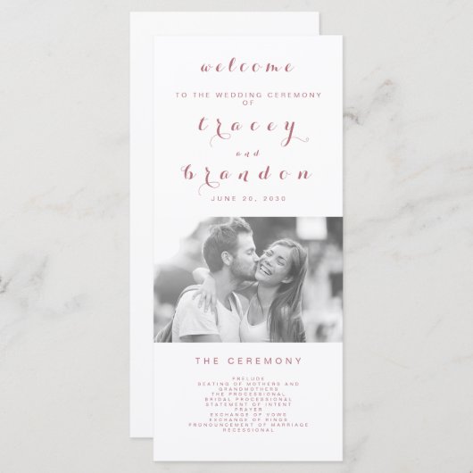Programme Rose Gold Simple Script Modern Photo Mariage (Devant / Derrière)