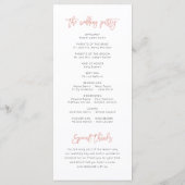 Programme Rose Gold Sweet Fairytale Mariage Ceremony Program (Dos)