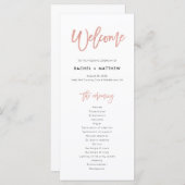 Programme Rose Gold Sweet Fairytale Mariage Ceremony Program (Devant / Derrière)