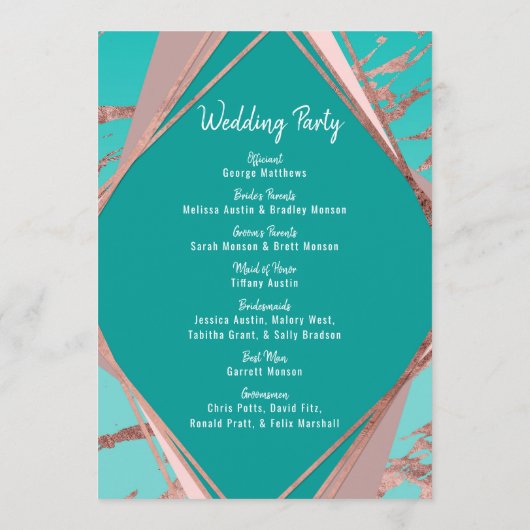Programme Rose Gold Turquoise Green Marble Diamants Programm (Dos)