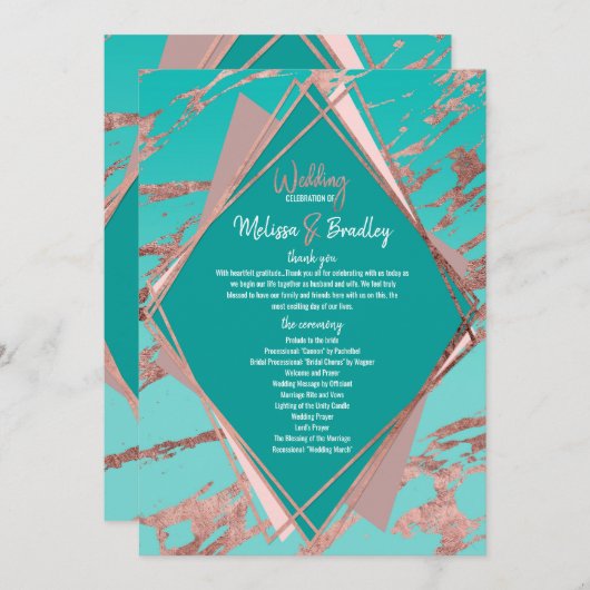 Programme Rose Gold Turquoise Green Marble Diamants Programm (Devant / Derrière)