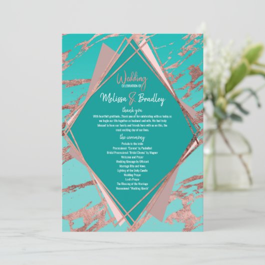Programme Rose Gold Turquoise Green Marble Diamants Programm (Debout devant)