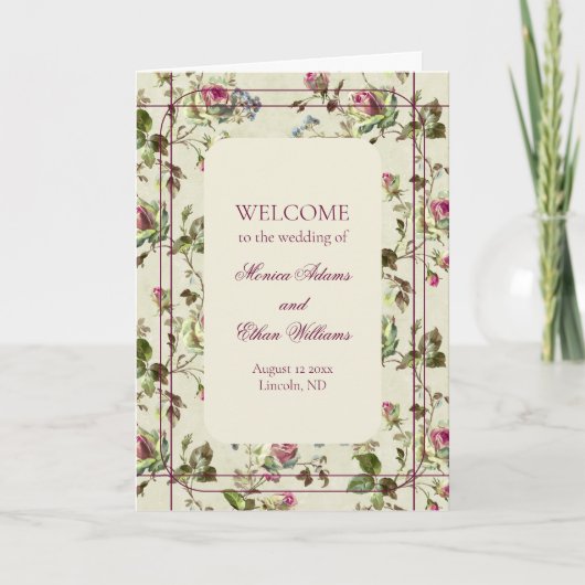 Programme Rose jardin vintage mariage (Devant)