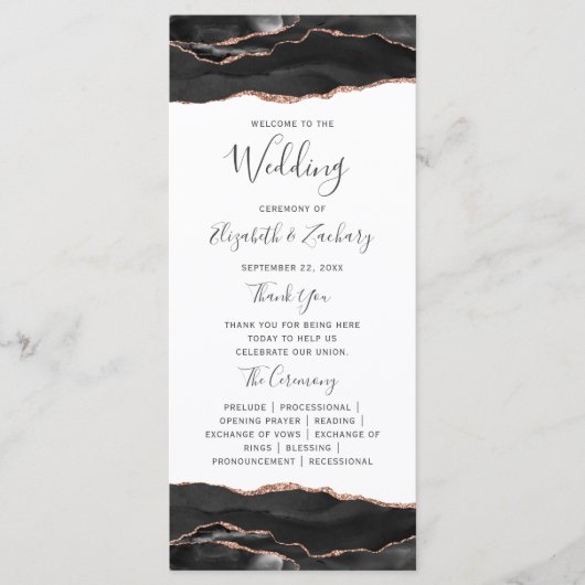 Programme Rose noir Gold Agate Mariage blanc (Devant)