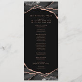 Programme Rose noire élégante Mariage Agate feuille d'or (Dos)