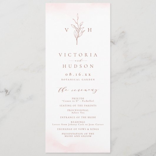 Programme Rose or simple botanique mariage (Devant)