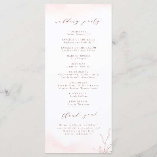 Programme Rose or simple botanique mariage (Dos)