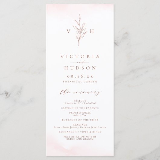 Programme Rose or simple botanique mariage (Devant)