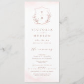 Programme Rose or simple crête botanique monogramme mariage (Devant)