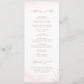 Programme Rose or simple crête botanique monogramme mariage (Dos)