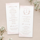 Programme Rose or simple crête botanique monogramme mariage