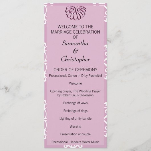 Programme rose Pink Mariage damassé (Devant)