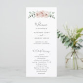 Programme Rose Poussiéreuse Fleurs Aquarelle Élégant Mariage (Debout devant)