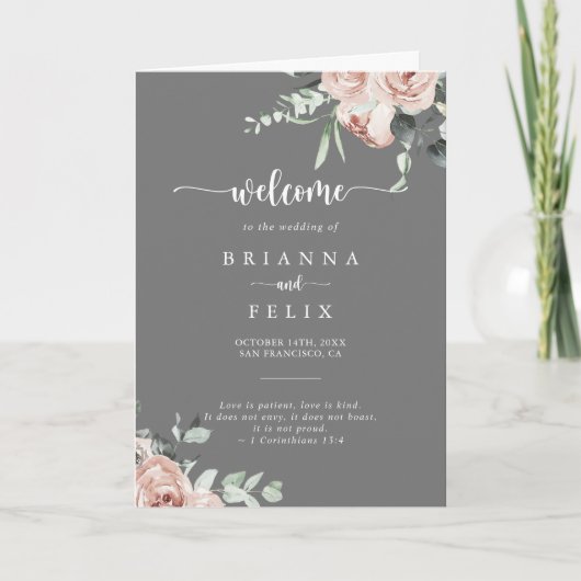 Programme Rose rose classique Gris floral plié (Devant)