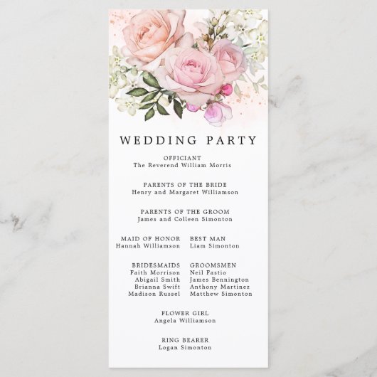 Programme Rose rose pâle Floral do-it-yourself Mariage (Dos)