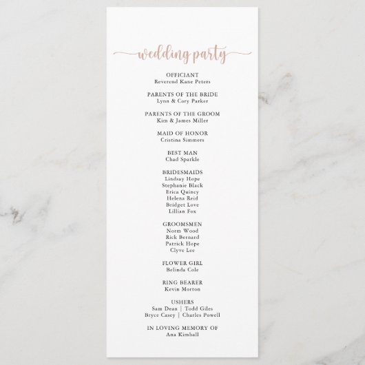 Programme Rose rose rose classique Mariage (Dos)