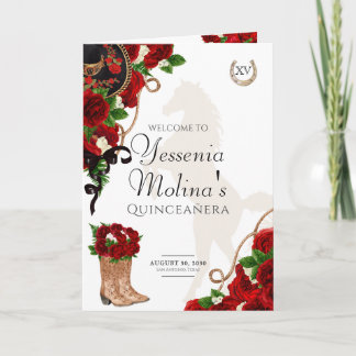 Programme Rose rouge Floral Mariachi Charro Quinceanera