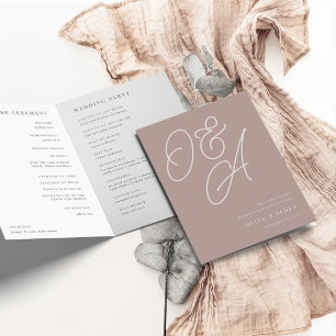 Programme Rose Taupe   Mariage de monogramme de filigrane de