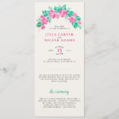 Programme Rose Vert Rose Pétales Fleurs Jardin Mariage (Devant)