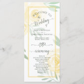 Programme Roses Aquarelle Jaune Beurre Élégant Mariage (Devant)
