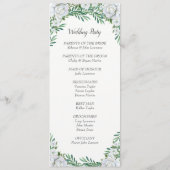 Programme Roses blanches Mariage de feuillage (Dos)