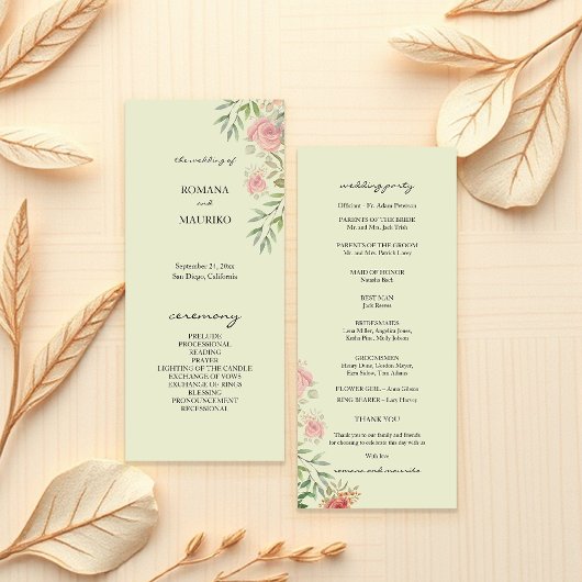 Programme Roses D'Aquarelle Verte Sage Et Blush