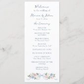 Programme Roses pastel rose, blanches et bleues & ruban (Devant)