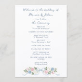 Programme Roses pastel rose, blanches et bleues & ruban (Devant)