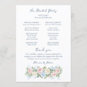 Programme Roses pastel rose, blanches et bleues & ruban (Dos)