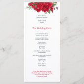 Programme Roses rouges riches Floral Mariage de script éléga (Dos)