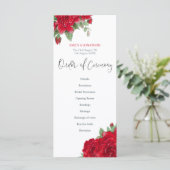 Programme Roses rouges riches Floral Mariage de script éléga (Debout devant)