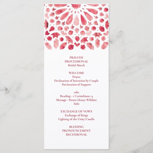 Programme Rouge Aquarelle Méditerranée Carrelage Motif (Devant)